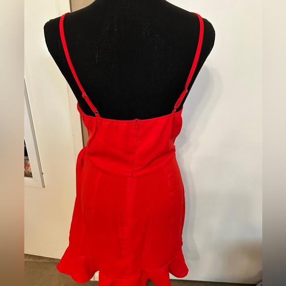 Amazon Red Dress Ruffle Hem Small - Picture 2 of 6
